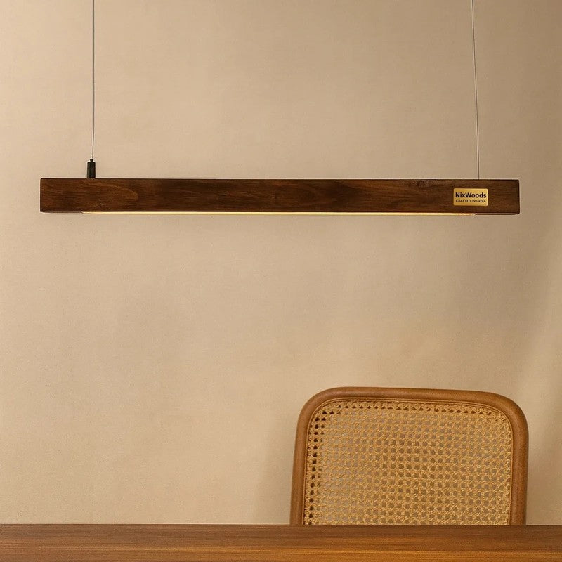 Linear LED Rose Wood Pendant Lamp media 3