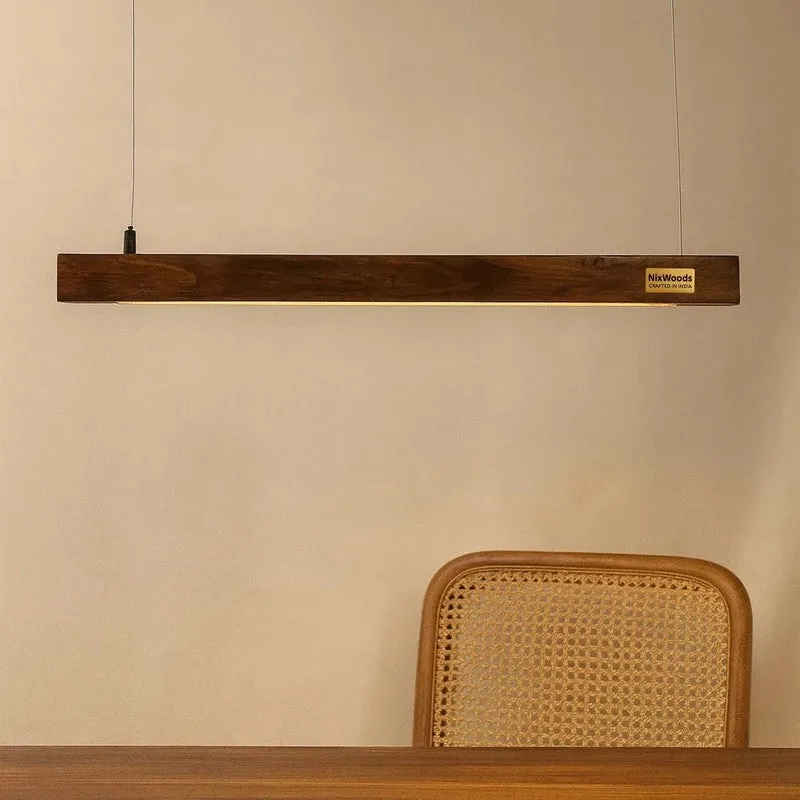 Linear LED Rose Wood Pendant Lamp media 3