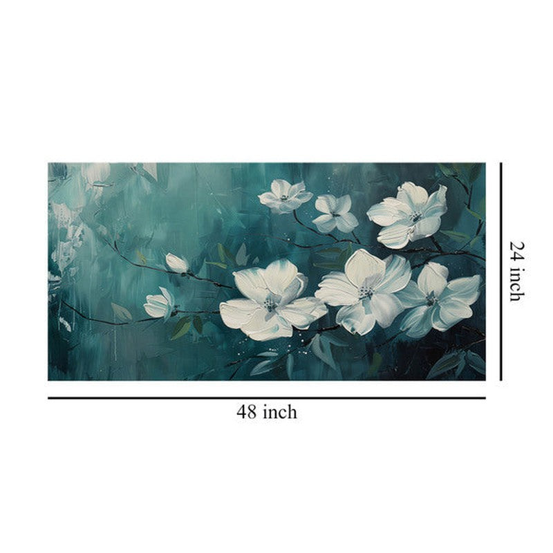White Blooms Amid Green Serenity Wall Painting media 7