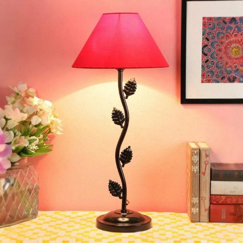 Rosa Clemantis Fabric Table Lamp - Red,Black media 1