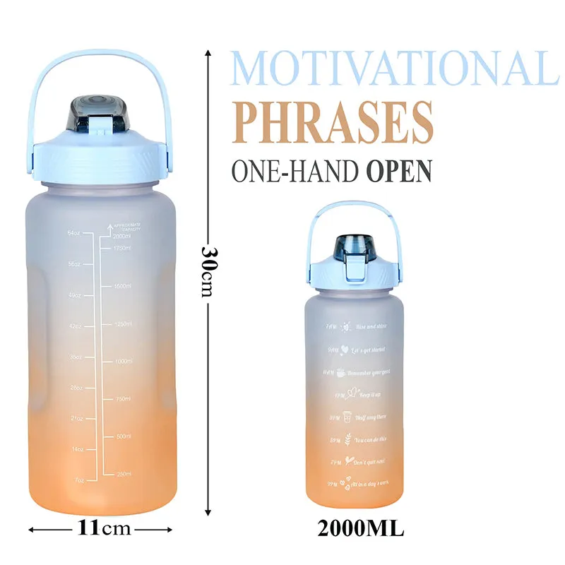Ombre Sip Water Tumbler With Straw & Stickers (Blue,Orange) - 2 L media 9