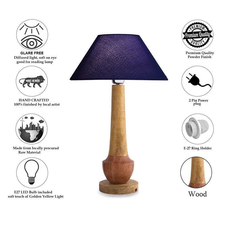 Classic Cubist Fabric Table Lamp With Conical Shade - Brown,Blue media 6