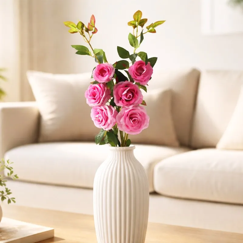 Roselle Charm Plastic Artificial Flower - Set Of Two media 3