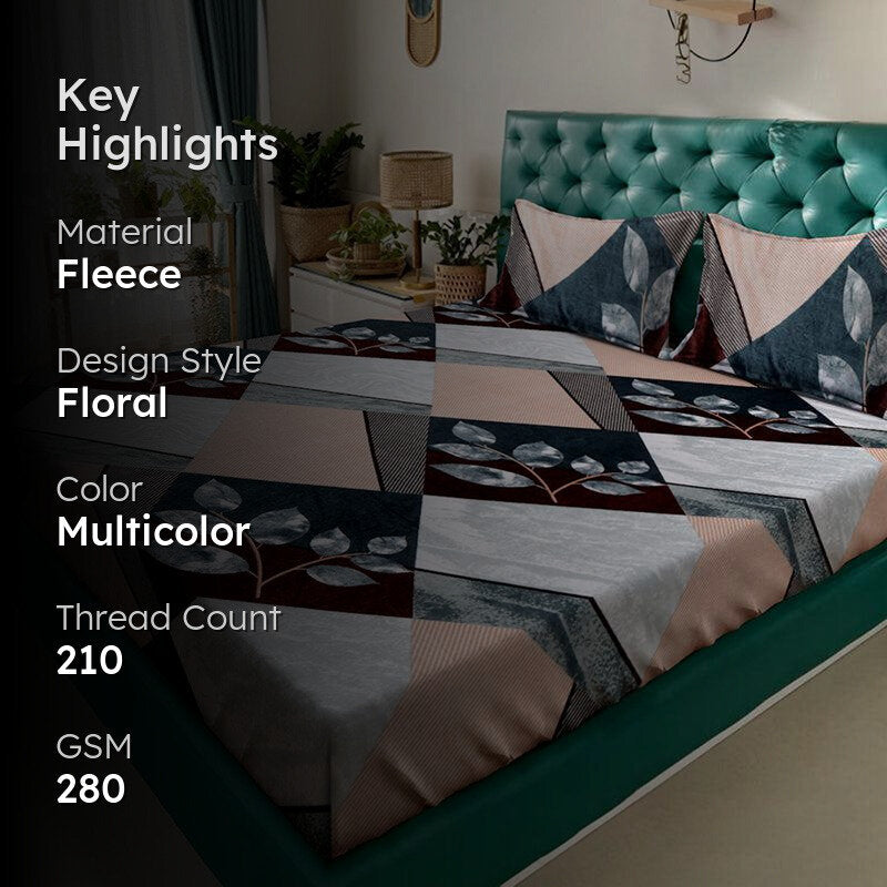 Srijan Geometric Fleece Bedsheet - 280 GSM media 2