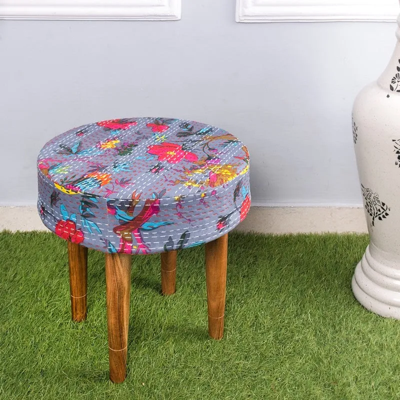 Navro Sheesham Wooden Stools (Grey) - Set Of Two media 4