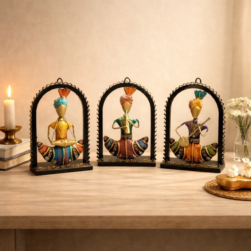 Folk Musician Frames Iron Wall Accents - Set Of Three