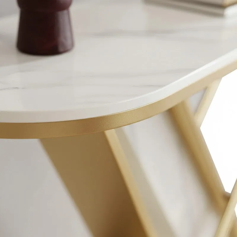 Premium Metal Console Table with Marble Top - Large media 3