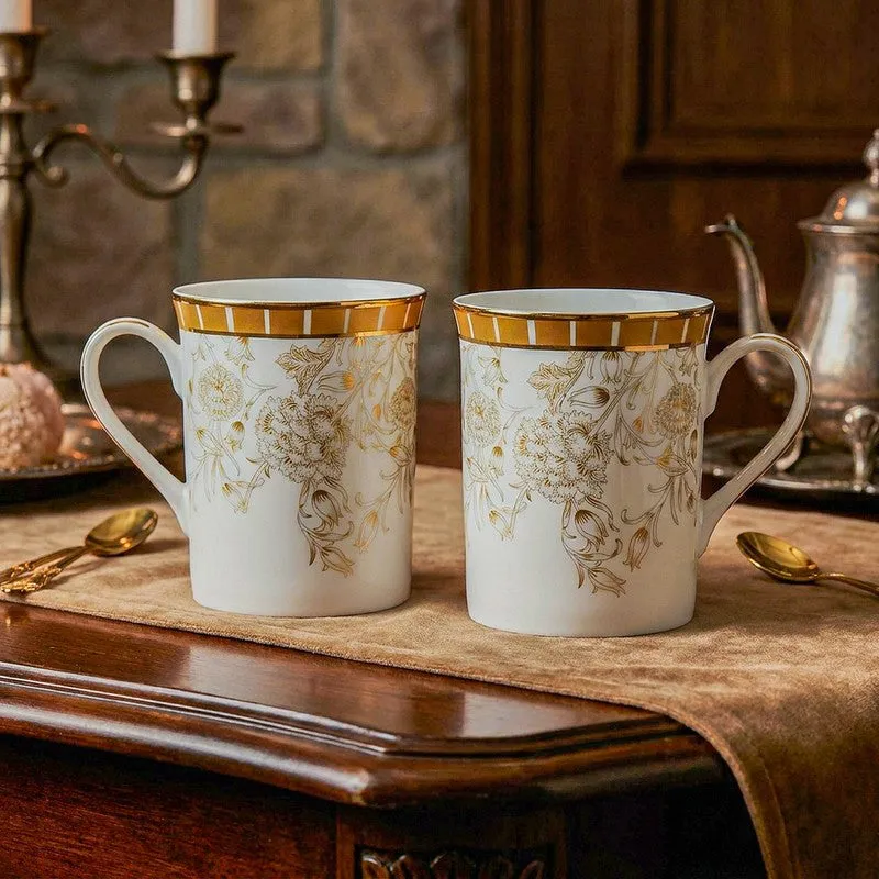 Gilded Iris Classic 24k Gold Brushed Porcelain Coffee Mug (300 mL Each/Gold) - Set Of Four media 3