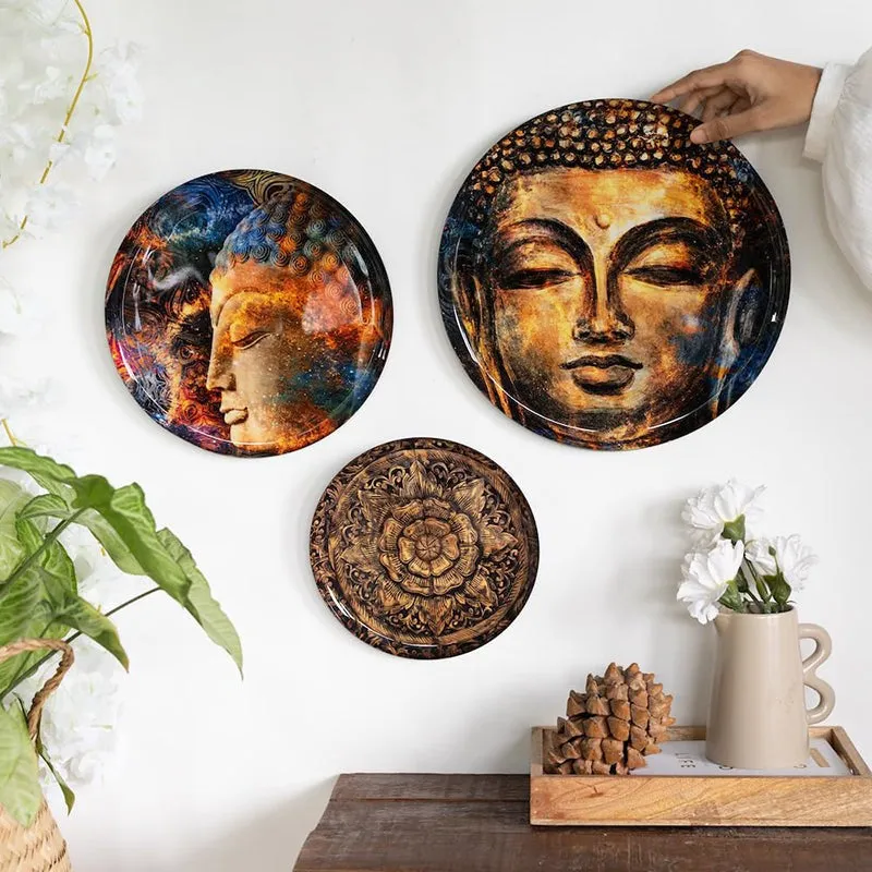 Buddha Charm Wall Plate - Set Of Three media 1
