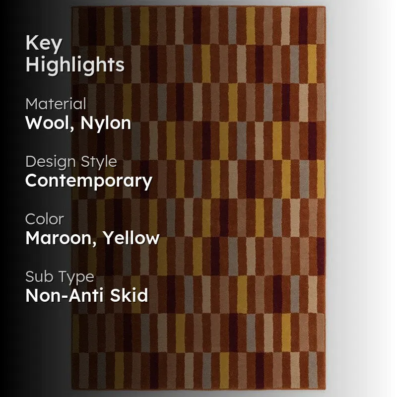 Istari Hand Tufted Geometric Wool & Nylon Carpet - Maroon media 2