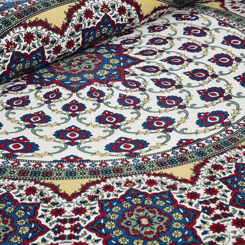 Niranja Ethnic Cotton Flat Bedsheet (Blue) - 160 TC media 9