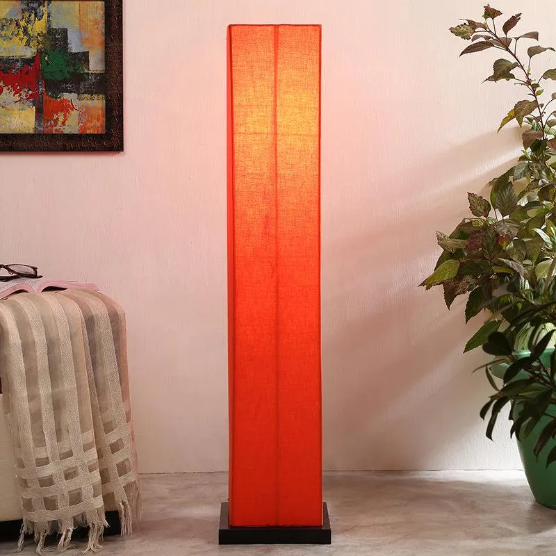 Ruya Wooden Tower Floor Lamp - Orange media 1