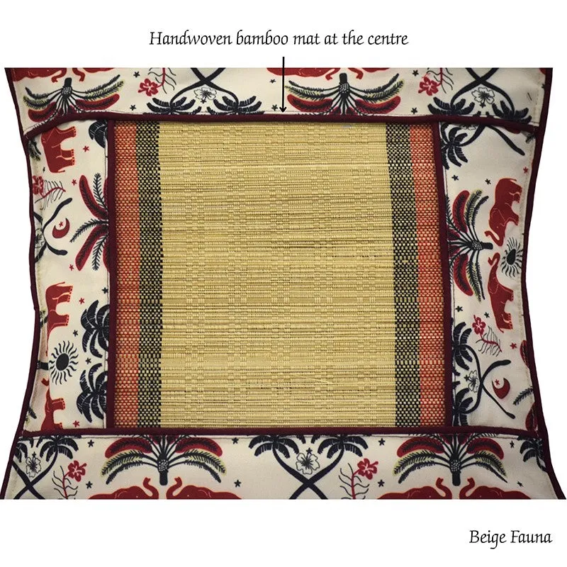 Cushaura Bamboo Cushion Covers - Beige,Red - 5