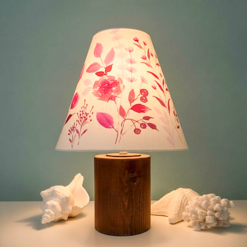 Trigo Flora Cone Handpainted Fabric Table Lamp - Multicolor