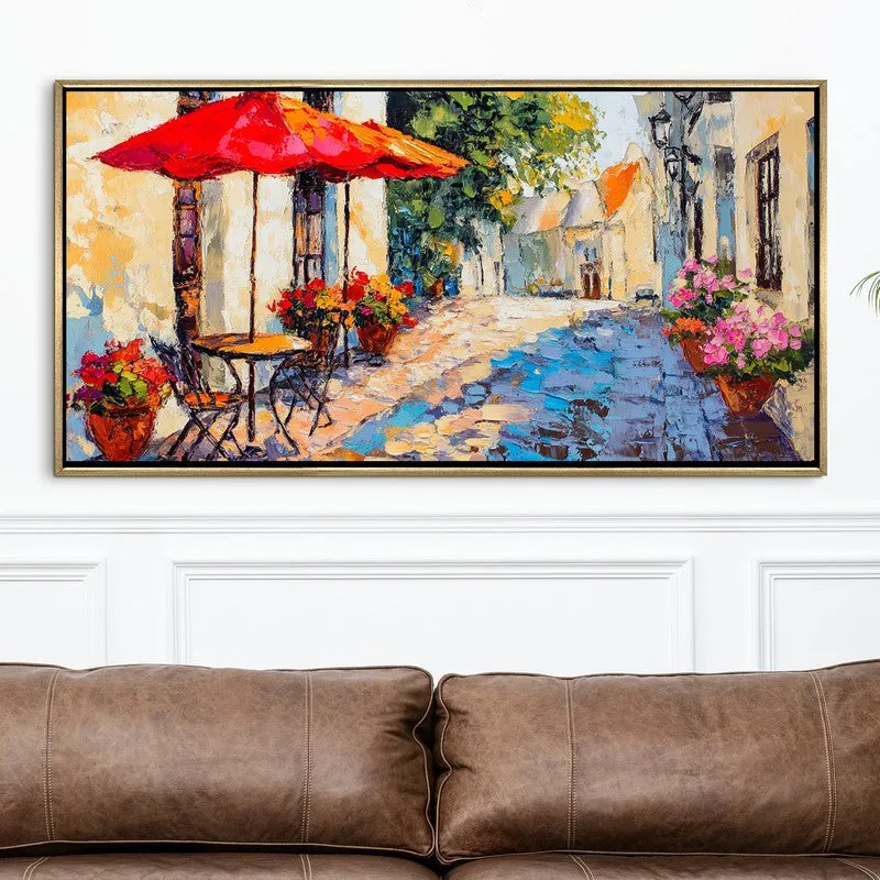 Courtyard Canvas Wall Painting With Frame media 4