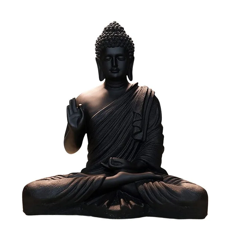 ZenAura Meditating Buddha Marble Showpiece - Black - 7