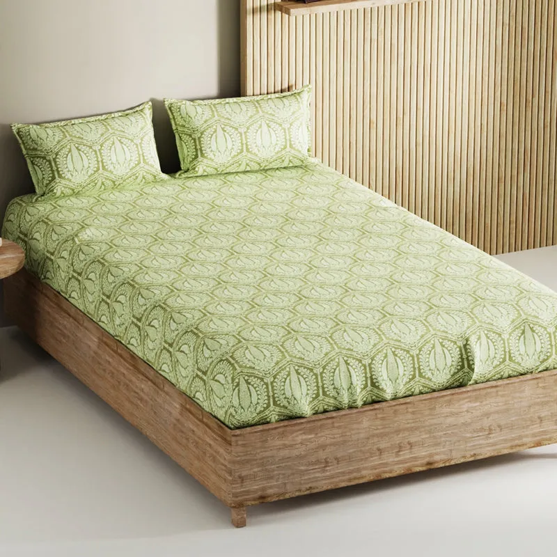 Palladium Cotton Bedsheet (Soft Green) - 144 TC media 3