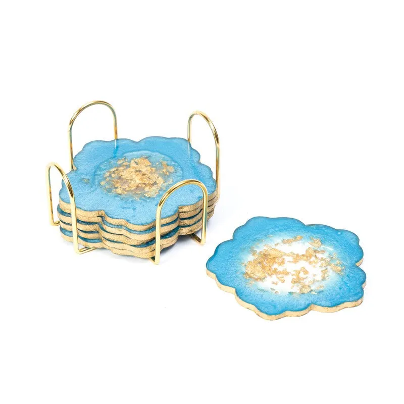 Celeste Crystal Coaster With Stand (Blue) - Seven Piece Set media 5