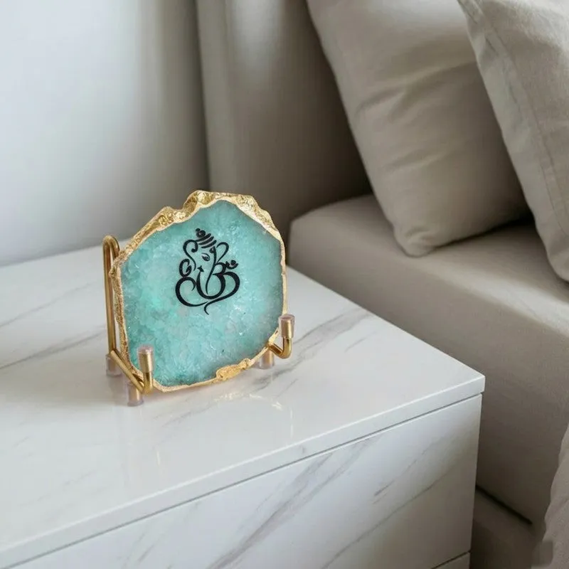 Ganesha Handcrafted Agate Religious Accent - Turquoise media 8