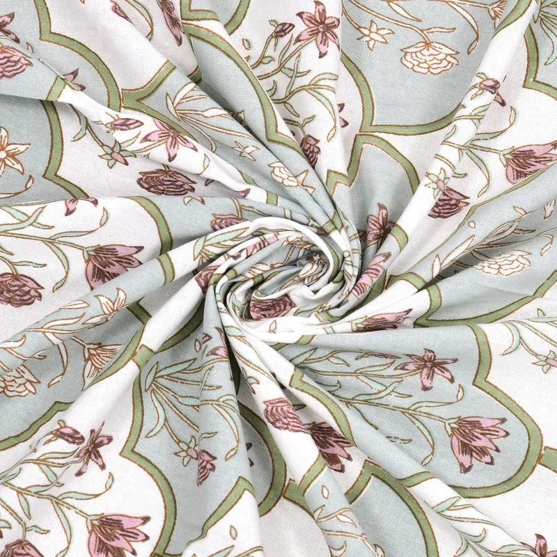 BlossomLine Cotton Table Cover - Sage Green,Pink media 7