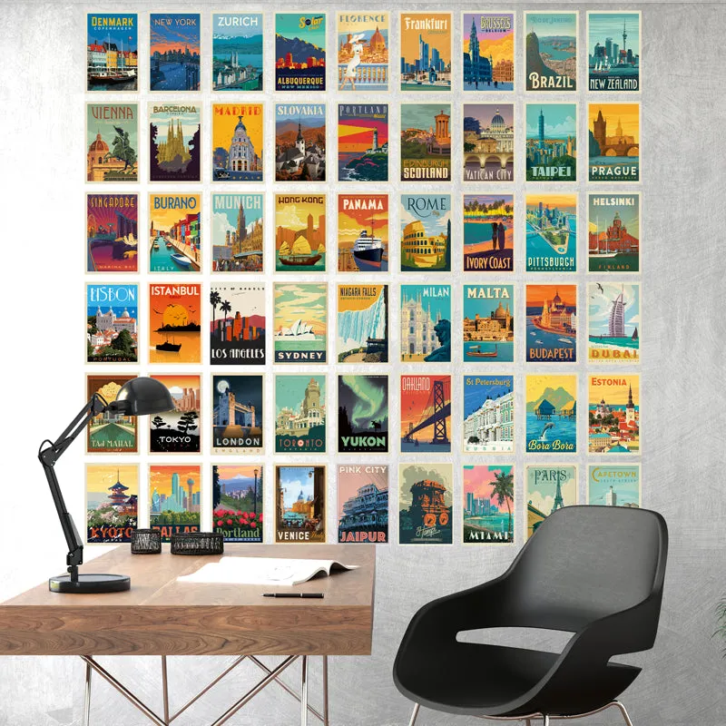 Vintage City Wall Poster - Set Of Fifty Four media 1