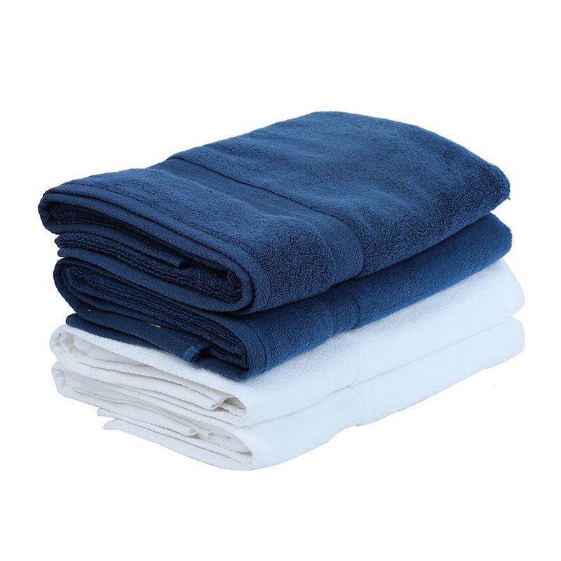 Miorah Bath Towel (White & Blue) - Set Of Four media 6