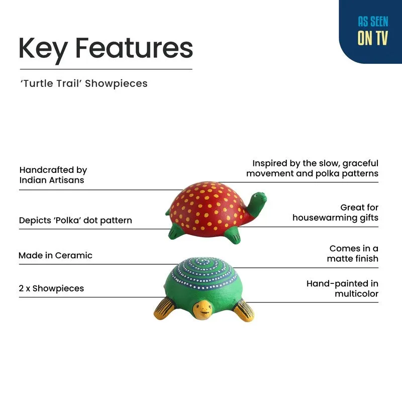 Turtle Trail Terracotta Handpainted Showpiece - Set Of Two media 5