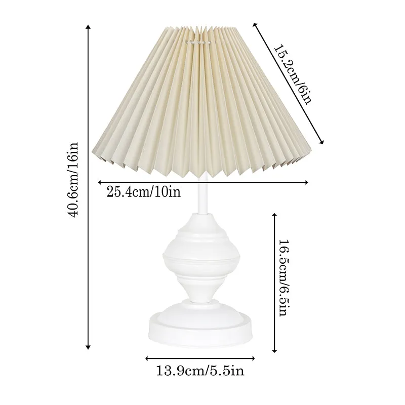 French Pleat Orbin Metal Table Lamp - Ivory,White media 5