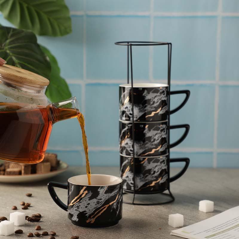 Marble Ceramic Tea Cup (200 mL Each) -  Set of Four media 3