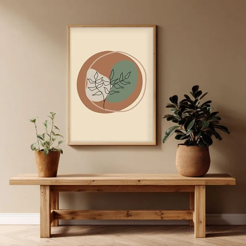 Woven Flora Canvas Wall Painting With Brown Frame media 1