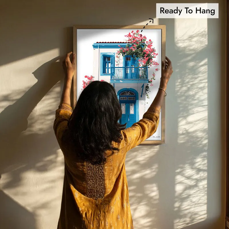 Window Shutters Canvas Wall Painting - Brown Frame media 8