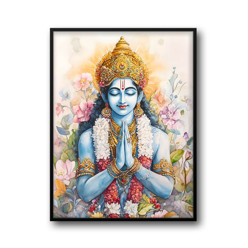 Srirama Jayam Spiritual Archival Paper Wall Painting With Frame - Black media 5