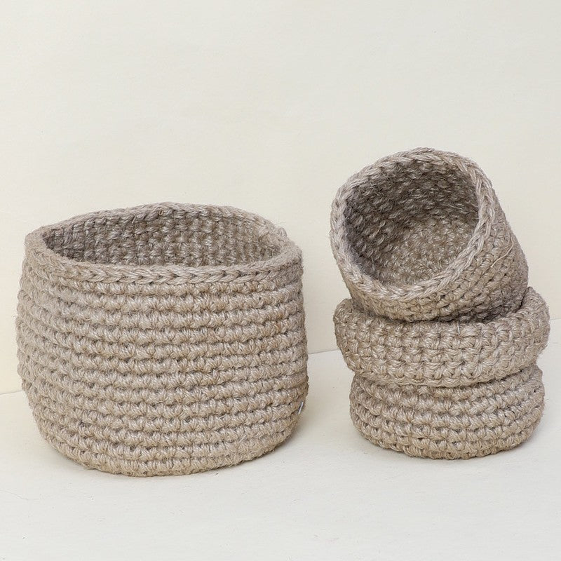 Drue Handcrafted Natural Jute Storage Basket - Set Of Three media 4