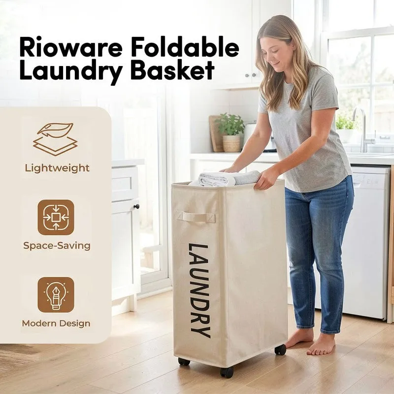 Rioware Tidy Roll Laundry Basket - White media 4