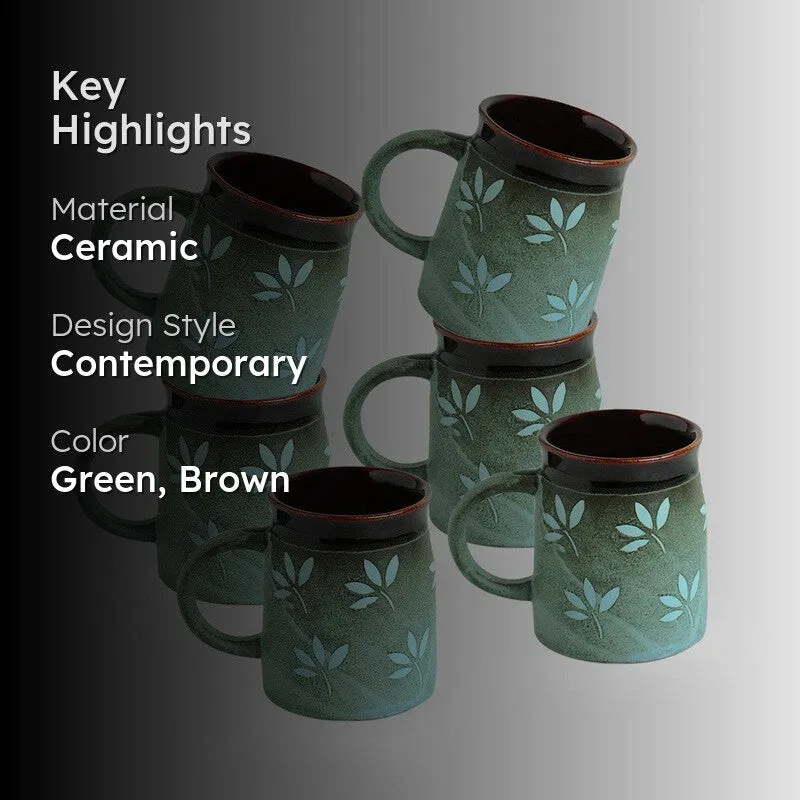 Ambrosia Ceramic Coffee Mug (400 mL Each) - Set of Six media 2