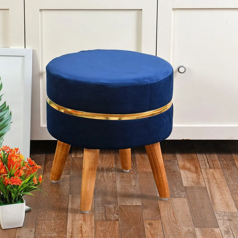 Classic Solid Velvet Ottoman - Blue media 1