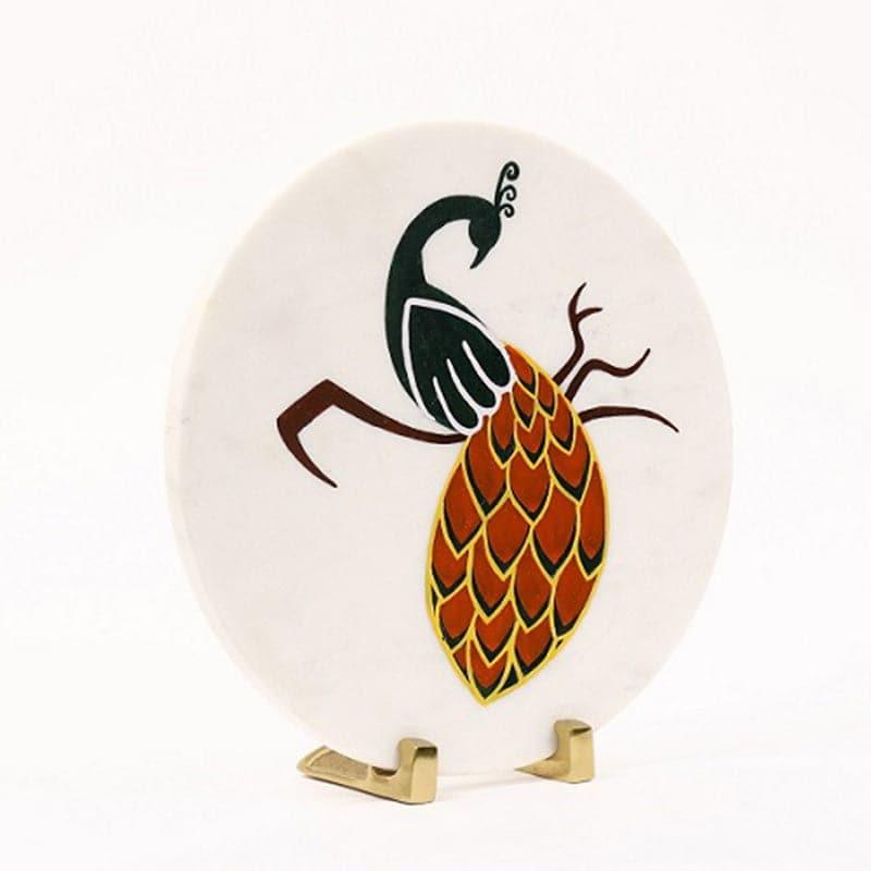 Posh Peacock Hand Painted Marble Showpiece media 3