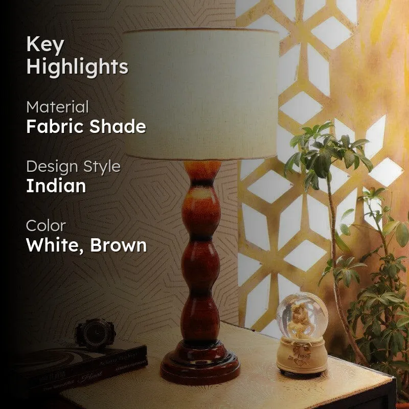 Callena Winde Fabric Table Lamp - White,Brown media 2