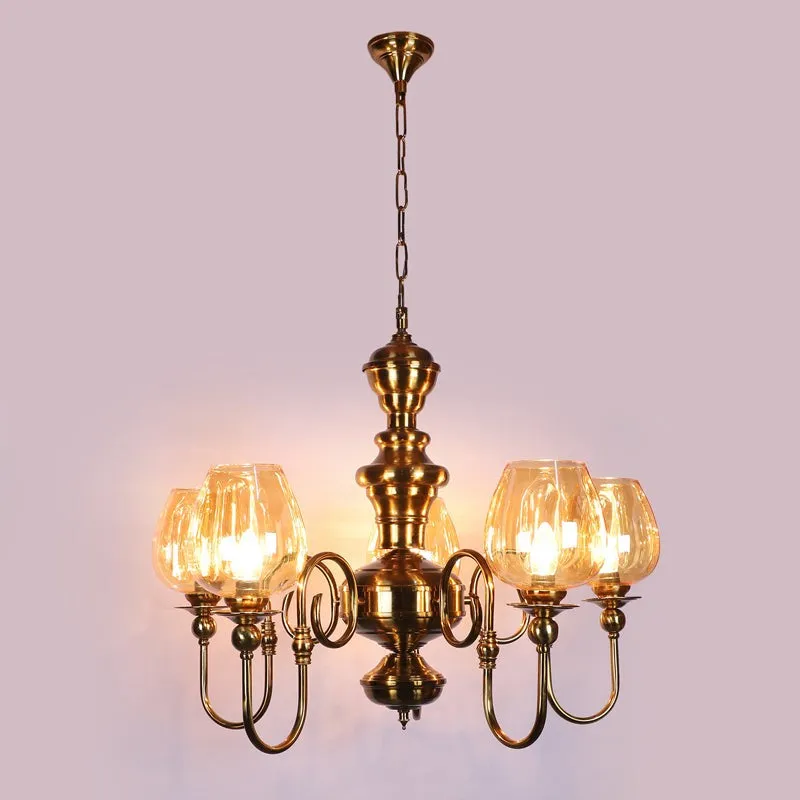 Creslen Luxury Amber Glass Chandelier - Gold media 5