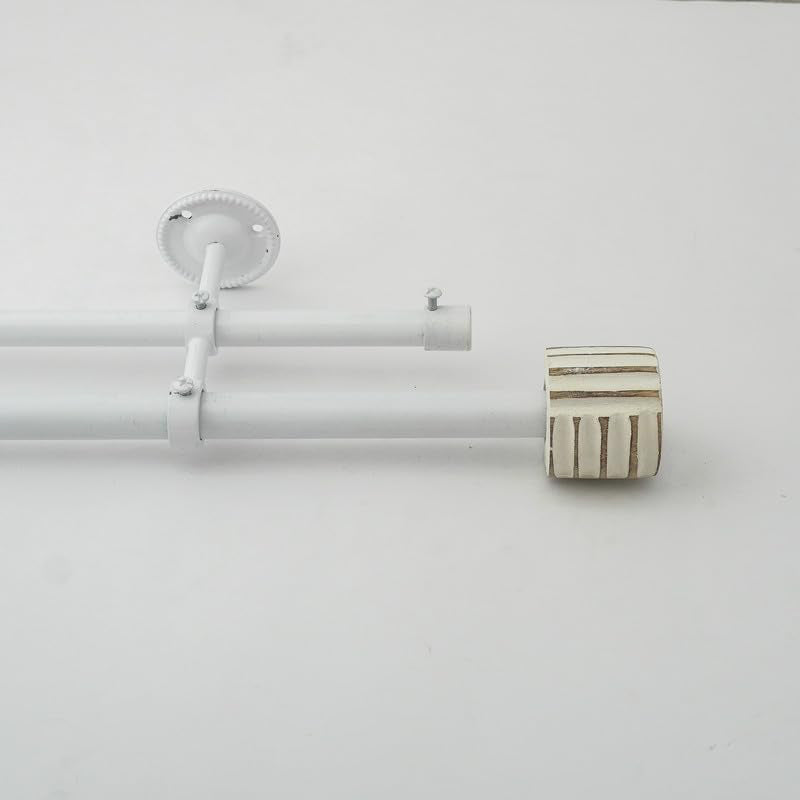 Cubis Etch Duo Extendable 1" Double Curtain Rod With Round Finial & Brackets media 3