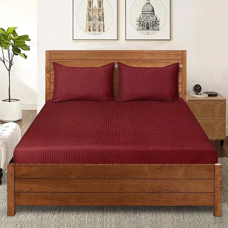 PlainLux Cotton Bedsheet (Maroon) - 150 TC media 3