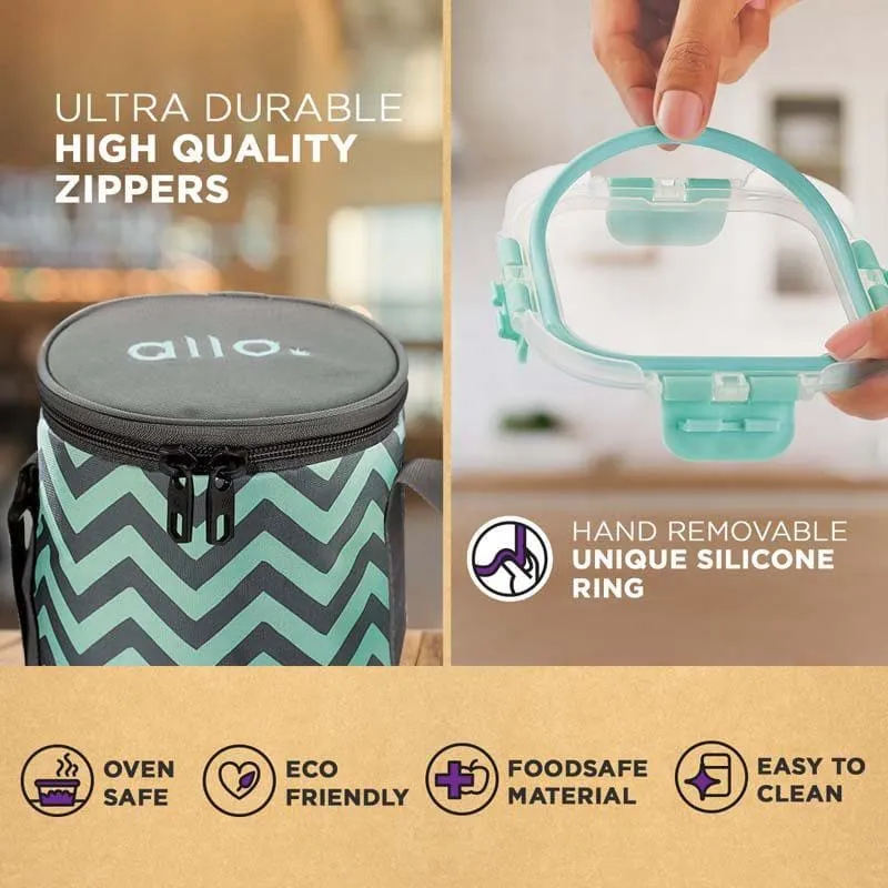 Jonas Lunchbox With Round Chevron Bag (390 ML) - Set Of Three media 5
