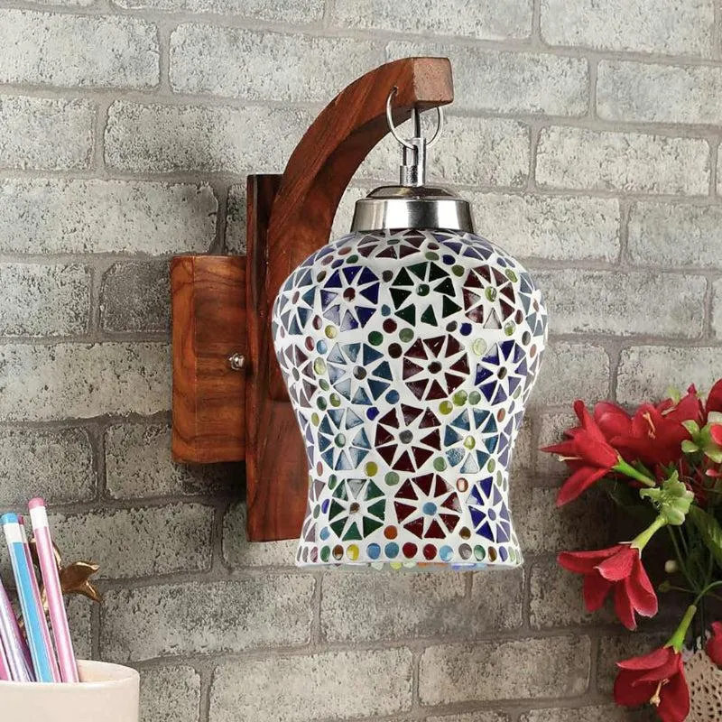Zava Forma Mosaic Glass & Wooden Wall Lamp media 3