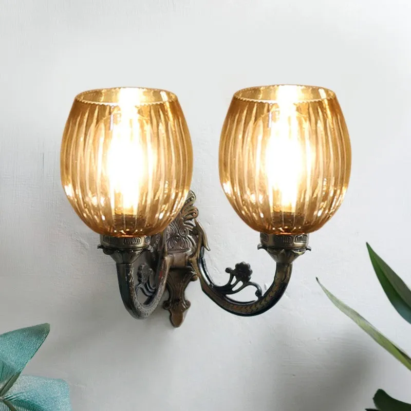 Antique Base Dual Shade Glass Wall Lamp media 3