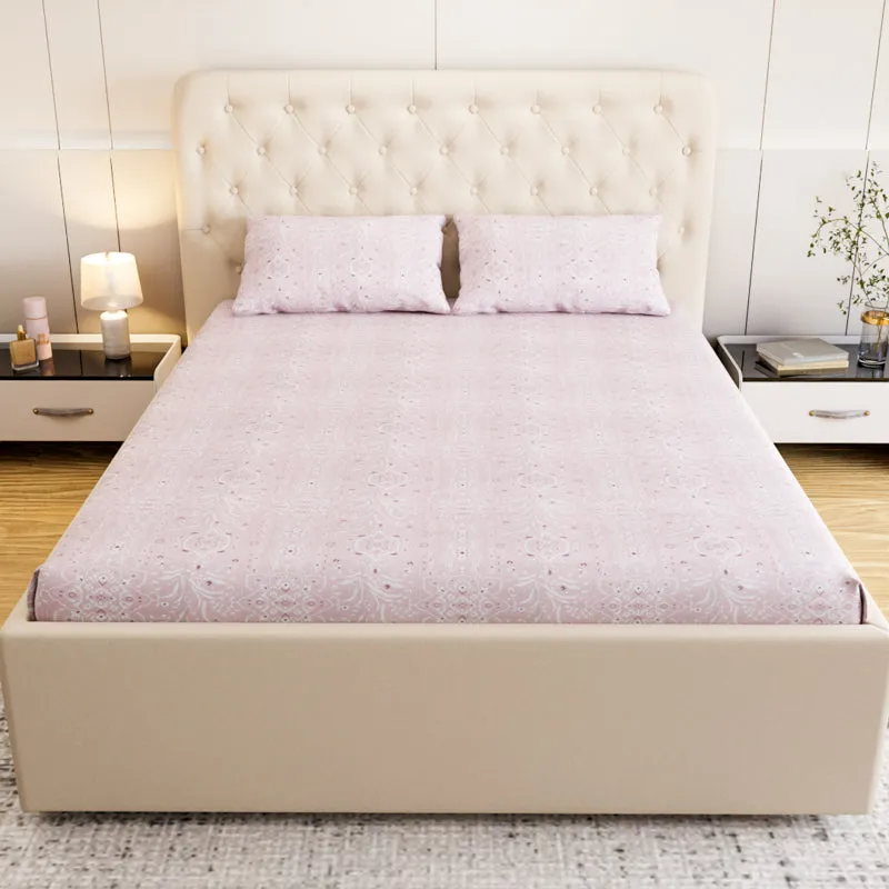 Meadow Ethnic Cotton Bedsheet (Pink) - 180 TC media 4