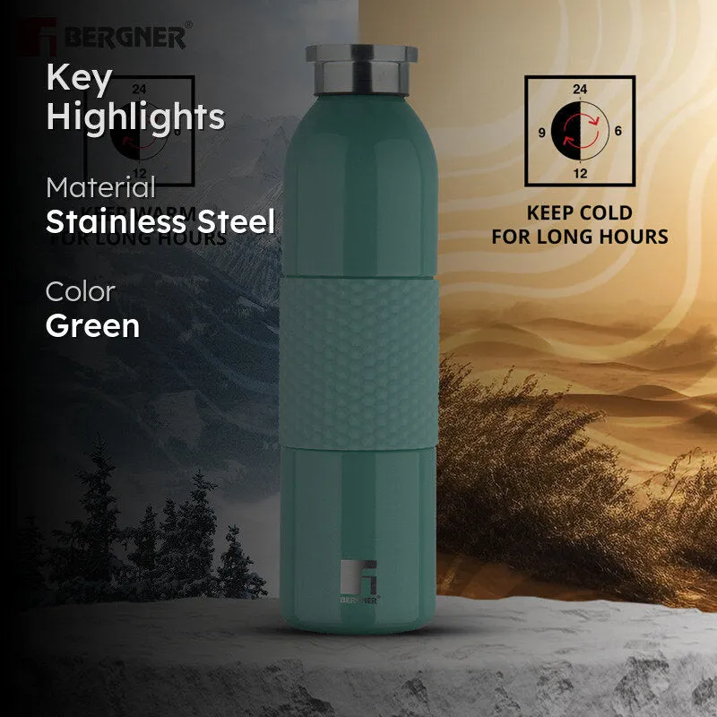 Bergner Walking Mid Grip Thermosteel Hot And Cold Flask (Green) - 600 mL media 2