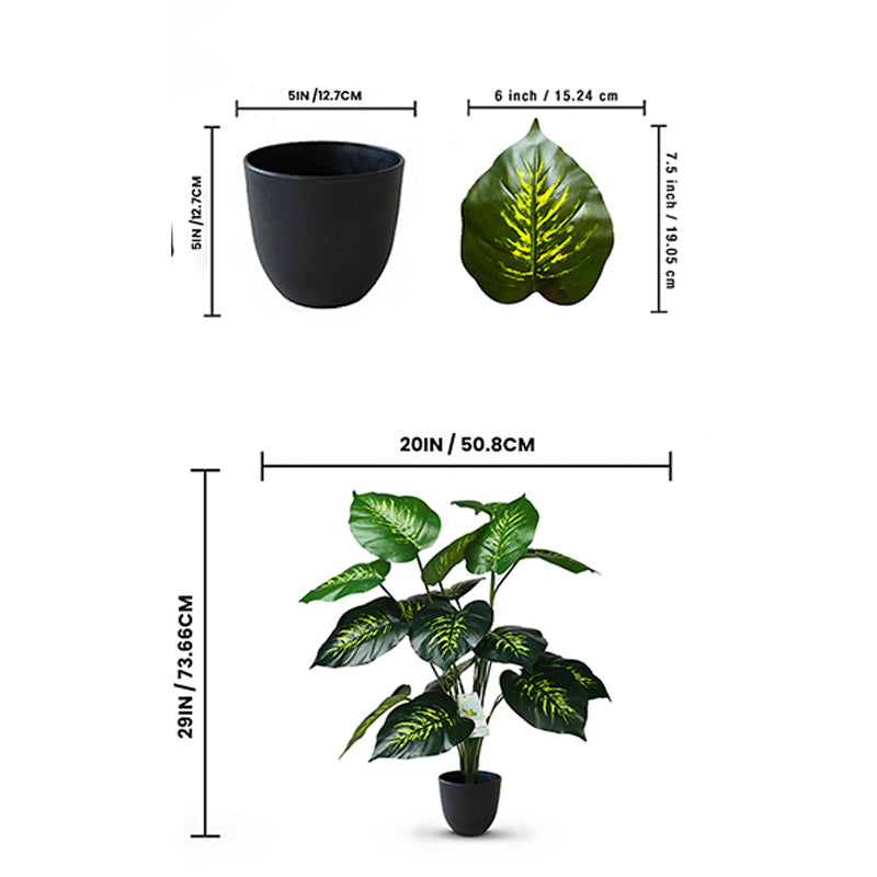 Faux Everlasting Philodendron Plant With Black Plastic Pot - 74 cm (2.4 ft) media 5