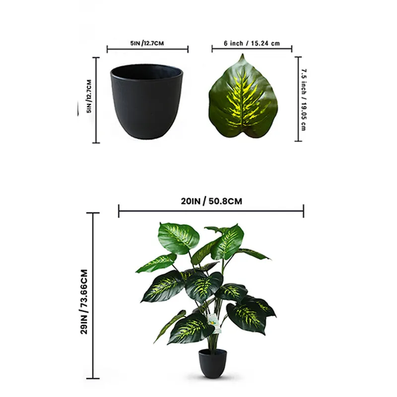 Faux Everlasting Philodendron Plant With Black Plastic Pot - 74 cm (2.4 ft) media 5