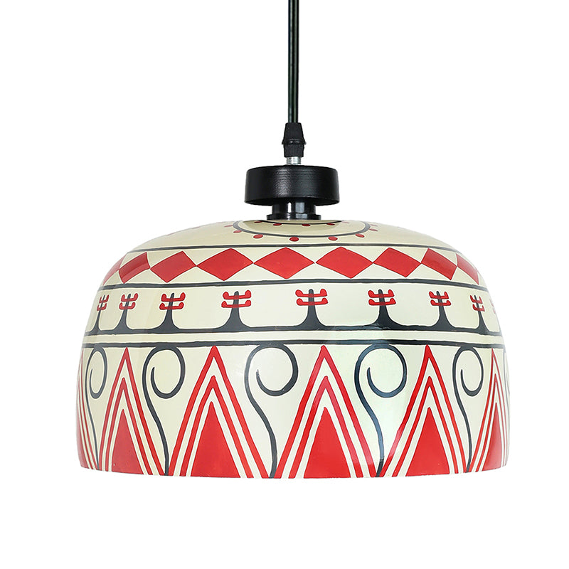 Tribal Echo Hand Painted Glass Hanging Lamp media 4