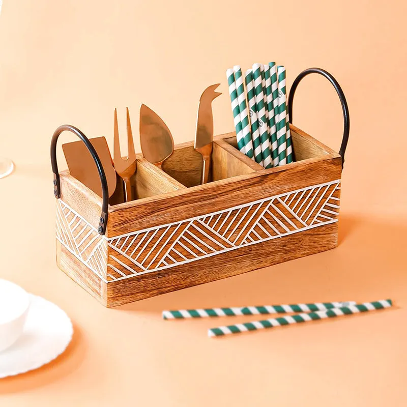 Slotto Wood Cutlery Stand media 8